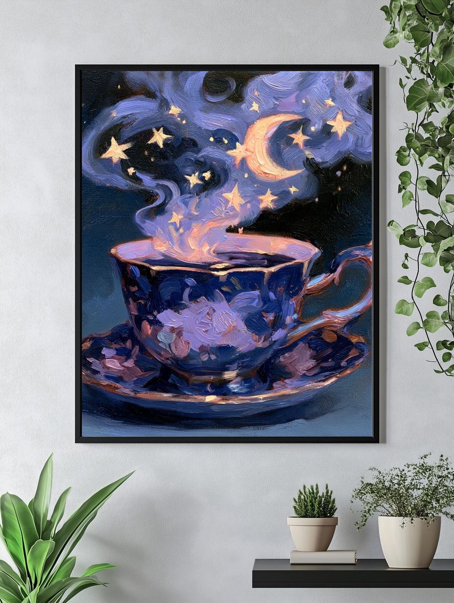 Moonlit Teacup Surrealism Print. — room view 4