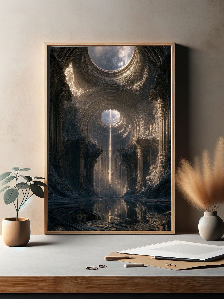 Celestial Ruins Digital Art Print. — room view 2