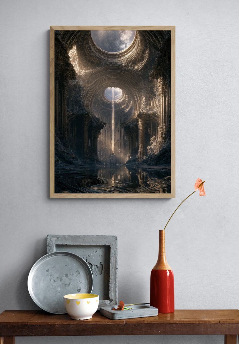 Celestial Ruins Digital Art Print. — room view 3