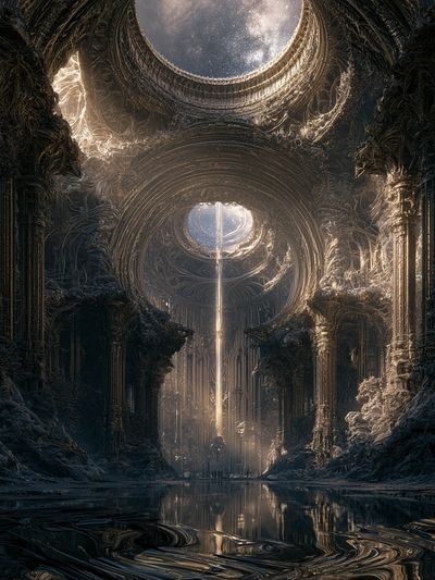 Celestial Ruins Digital Art Print.
