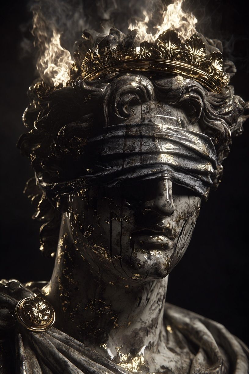 Blindfolded Marble Goddess Poster. poster detail