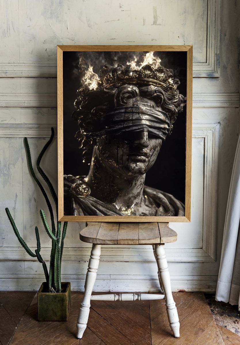 Blindfolded Marble Goddess Poster. room preview