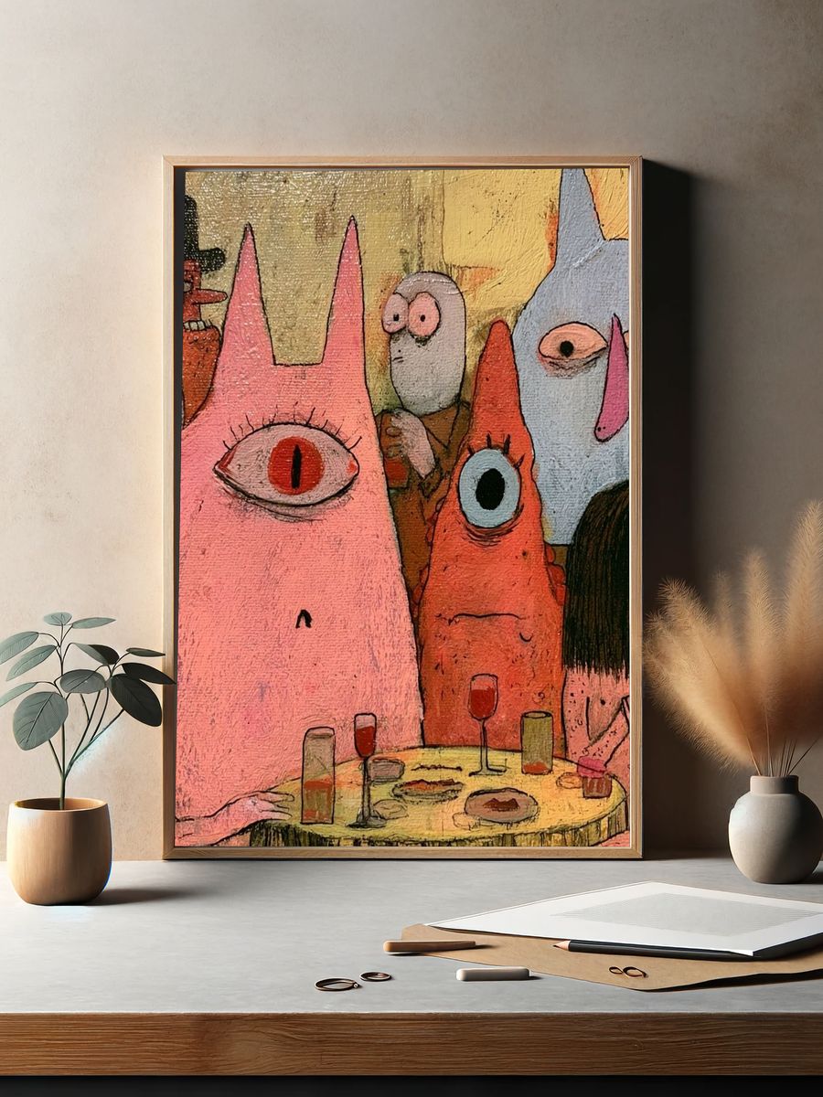 Surreal Monster Dinner Party Print. — room view 2