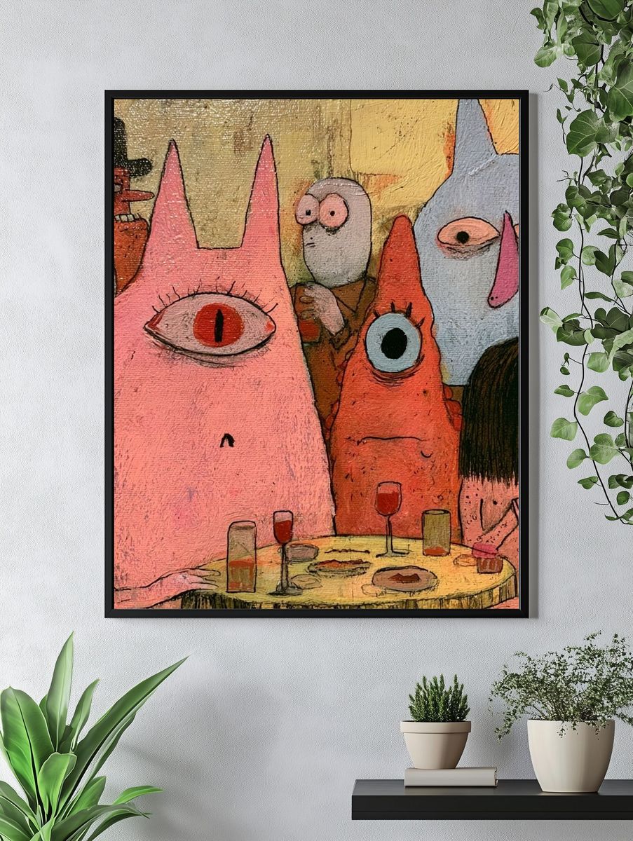 Surreal Monster Dinner Party Print. — room view 4