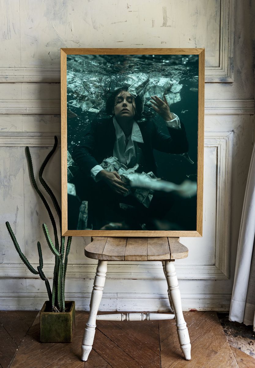 Underwater Surreal Portrait Print. room preview
