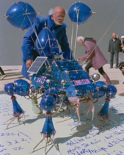 Surreal Blue Robot Sculpture Print. poster print