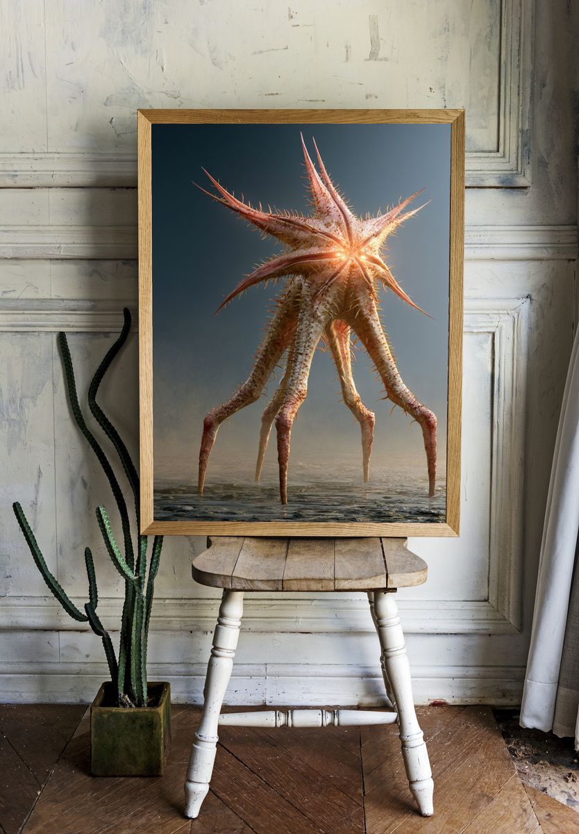 Surreal Sea Star Print. room preview