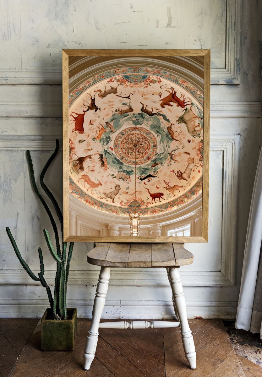 Baroque Ceiling Animals Fine-Art Poster. room preview