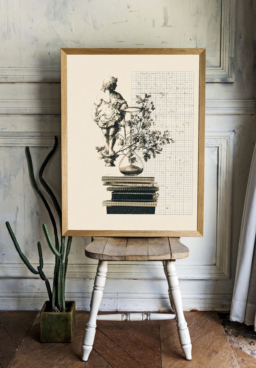 Classical Still Life Collage Print. room preview