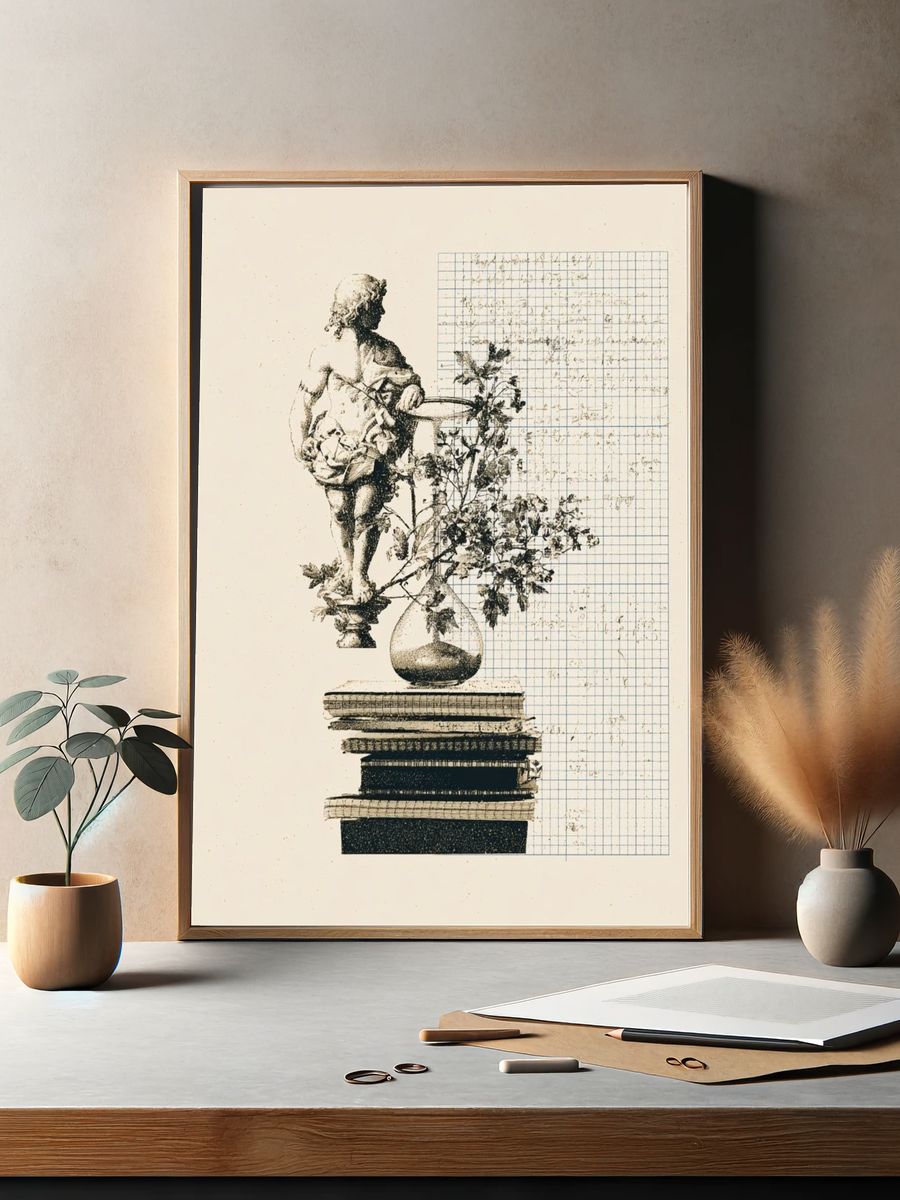 Classical Still Life Collage Print. — room view 2