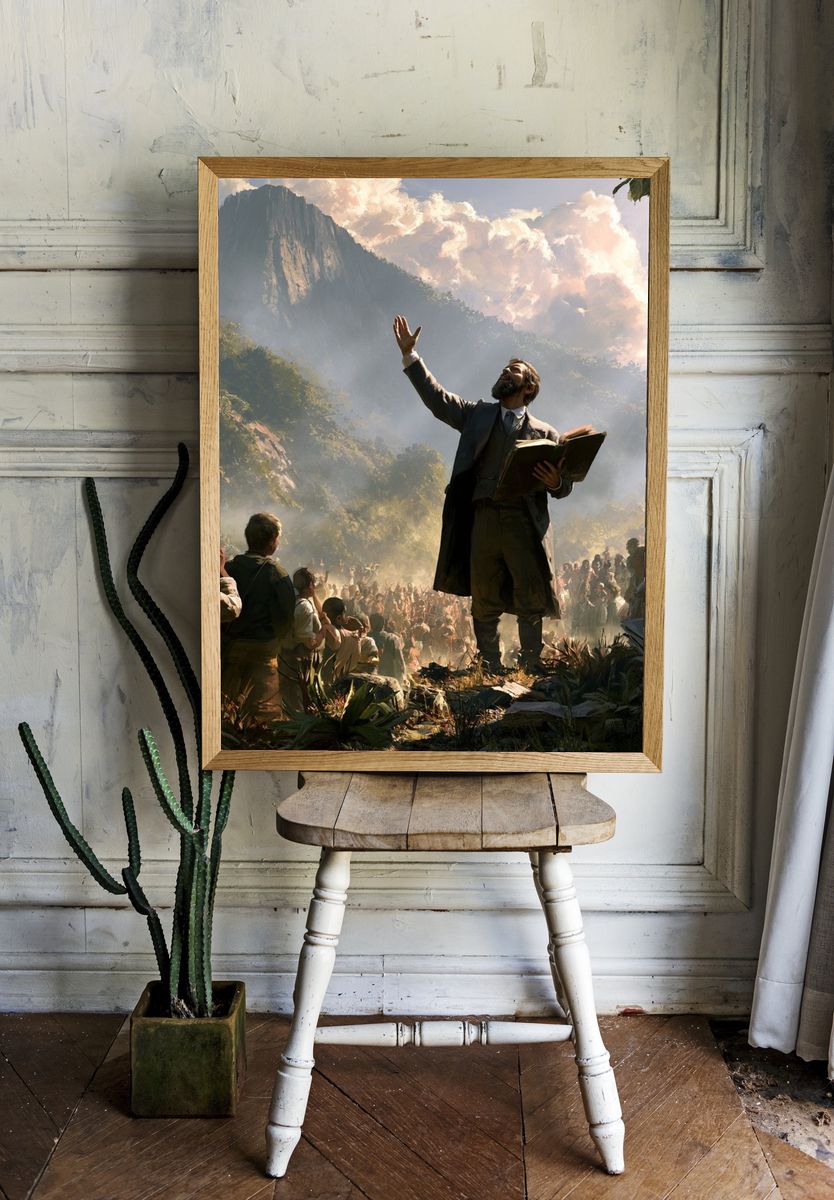 Mountain Sermon Scene Illustration Poster. — room view 1