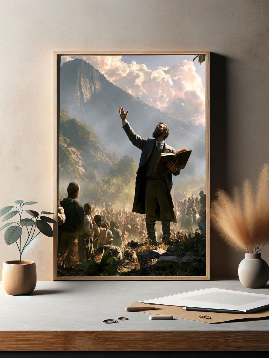 Mountain Sermon Scene Illustration Poster. — room view 2