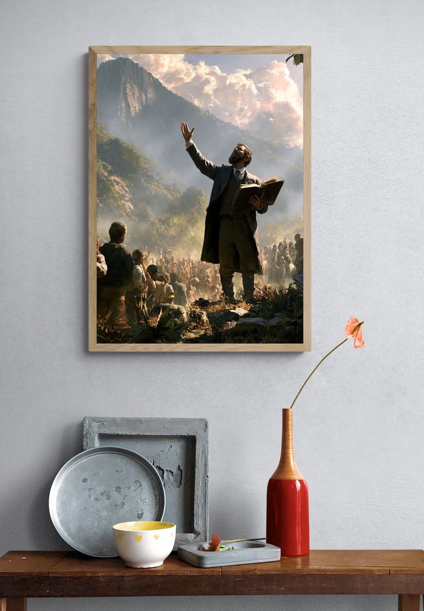 Mountain Sermon Scene Illustration Poster. — room view 3