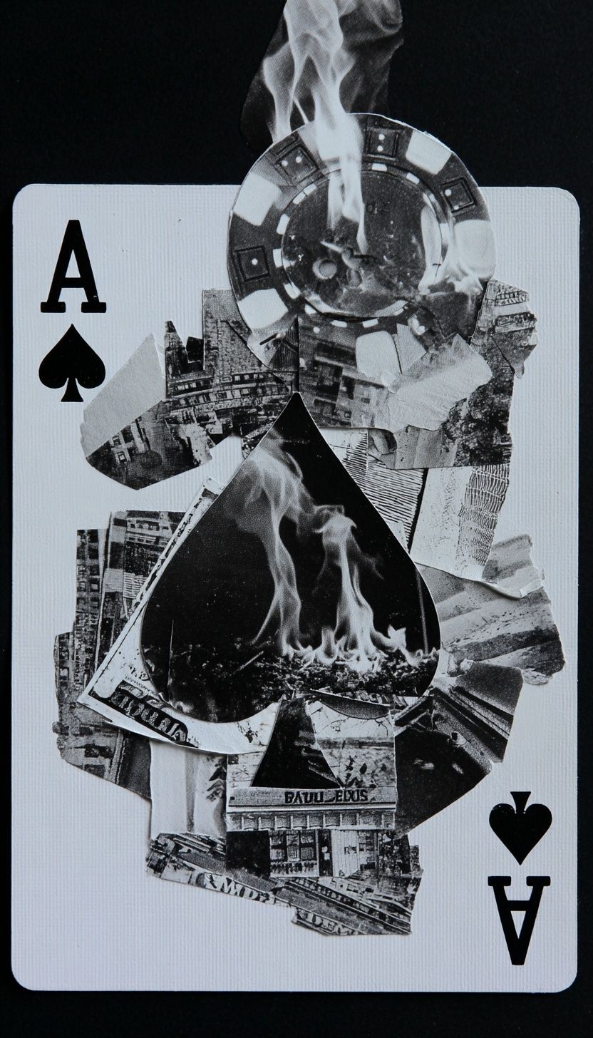 Burning Ace of Spades Collage Poster. poster — fine-art art