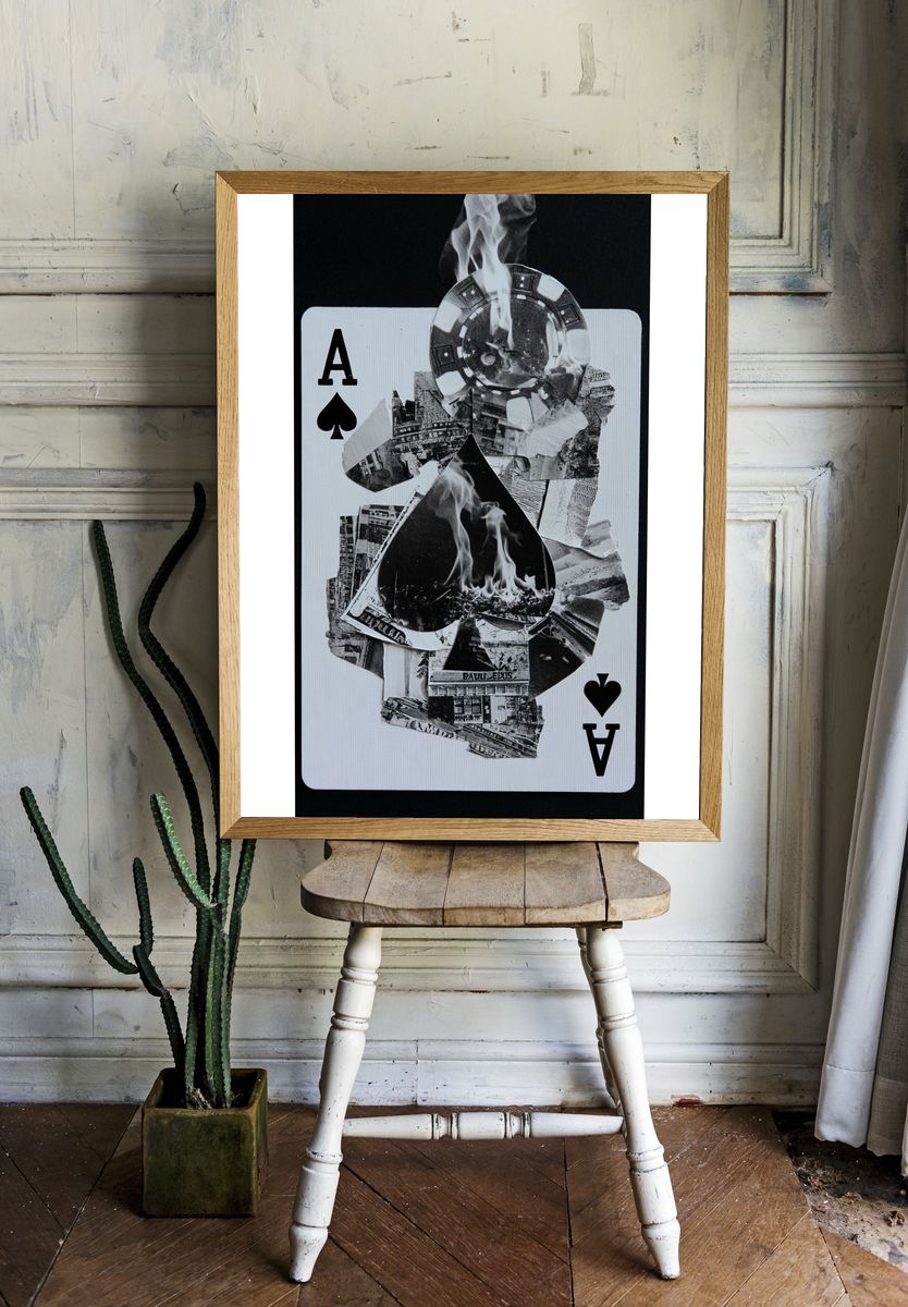 Burning Ace of Spades Collage Poster. room preview