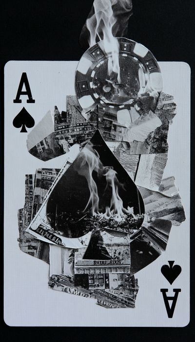 Burning Ace of Spades Collage Poster. poster print