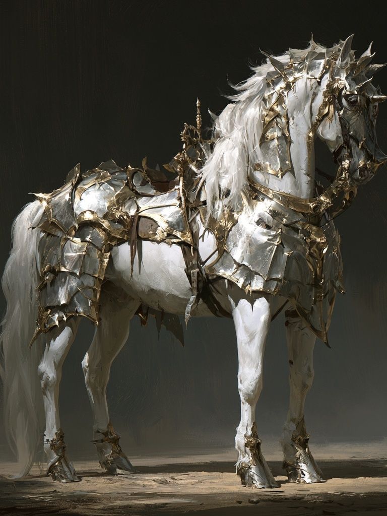 Armored White Horse Fine-Art Print. poster — fine-art art
