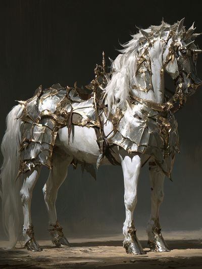Armored White Horse Fine-Art Print. poster