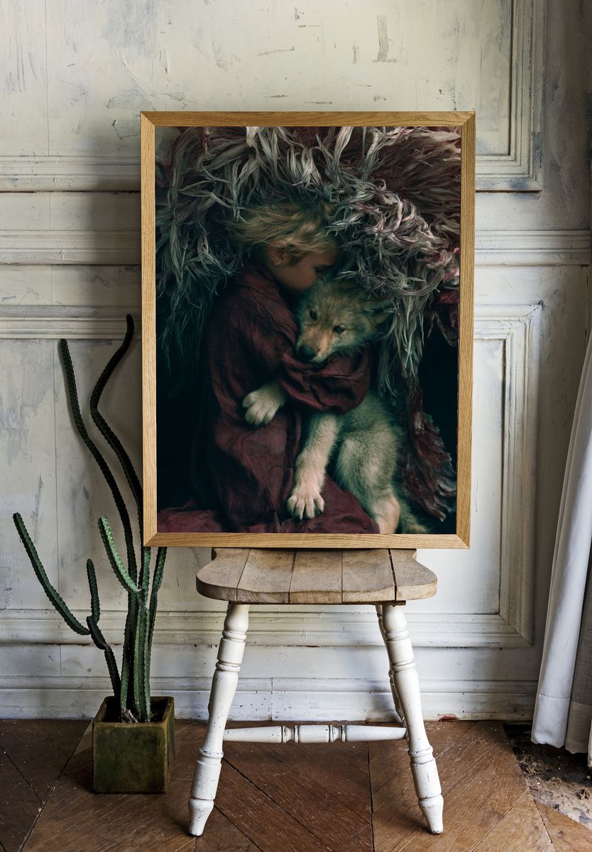 Girl and Wolf Fine-Art Poster. — room view 1