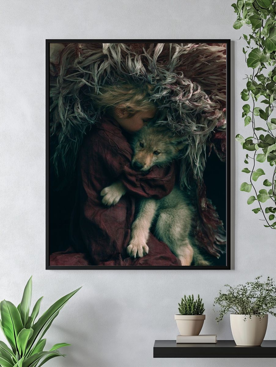 Girl and Wolf Fine-Art Poster. — room view 4