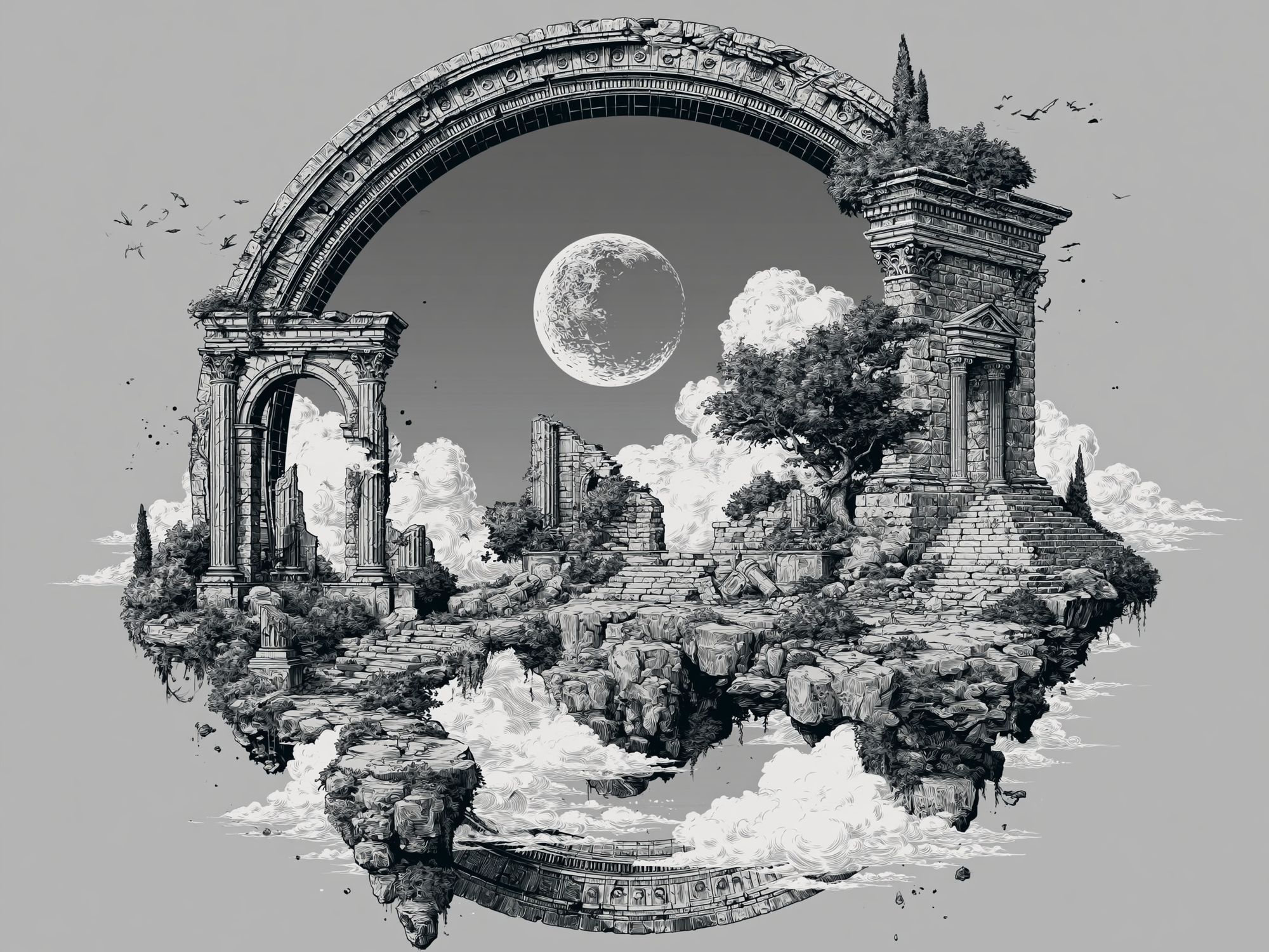 Celestial Ruins Landscape Print. poster detail