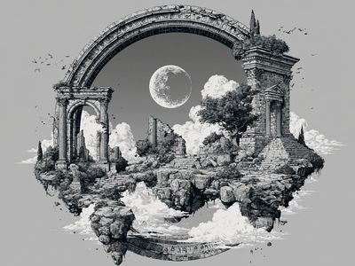 Celestial Ruins Landscape Print. poster print