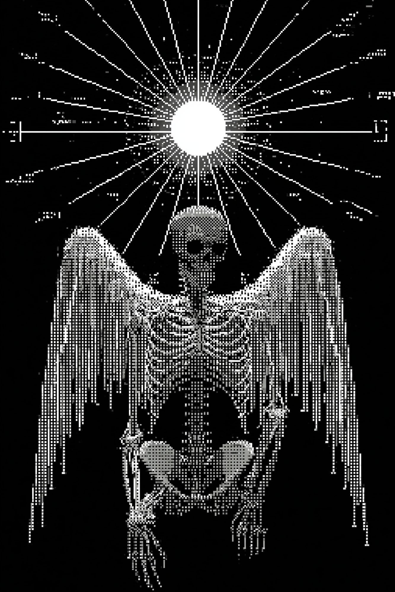 Winged Skeleton Black-White Poster. poster detail