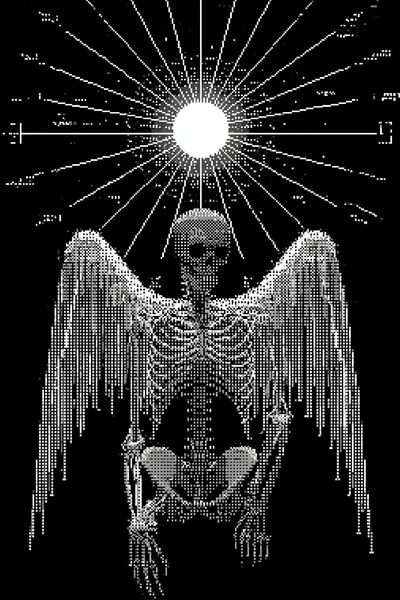 Winged Skeleton Black-White Poster. poster