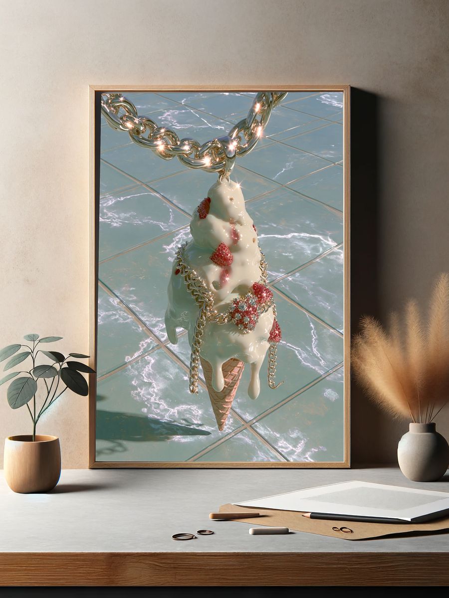 Strawberry Ice Cream Chain Poster. — room view 2