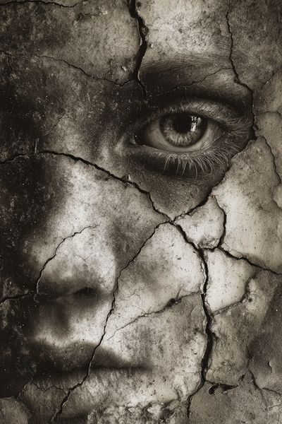 Cracked Face Portrait Print.