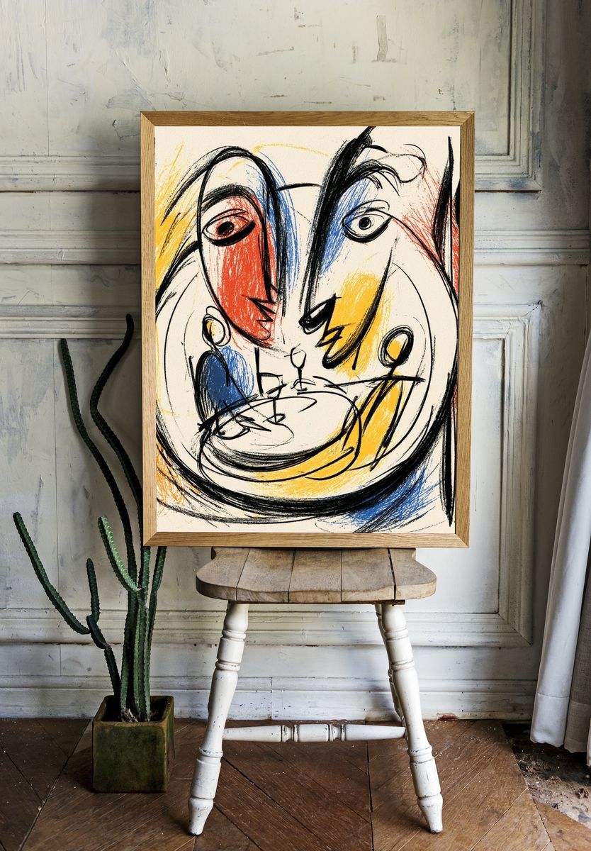 Abstract Face Sketch Poster. room preview