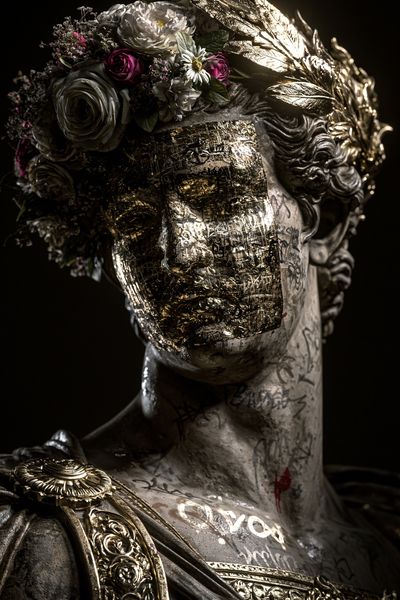 Gilded Classical Bust Surrealism Print. poster