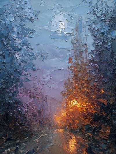 Moonlit Forest Road — Fine-Art Print. poster print