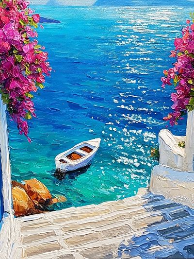 Mediterranean Seaside Steps Print.