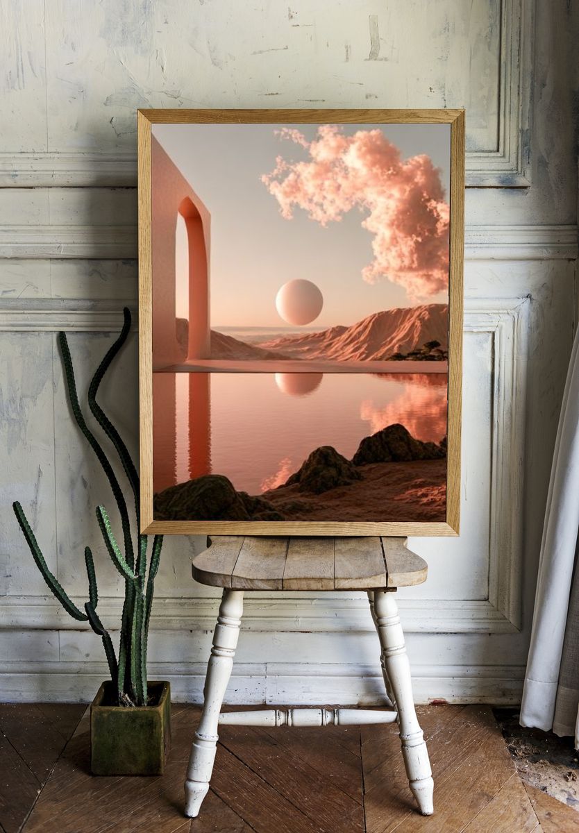 Surreal Desert Horizon Print. room preview