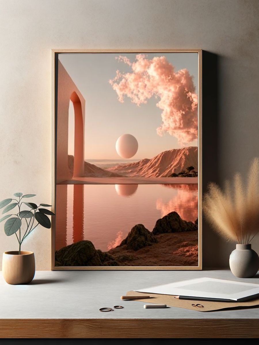 Surreal Desert Horizon Print. — room view 2