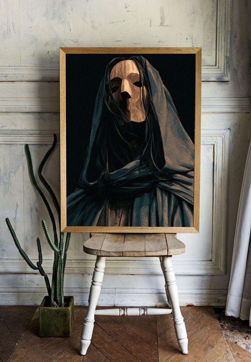 Hooded Mask Portrait Print. — room view 1
