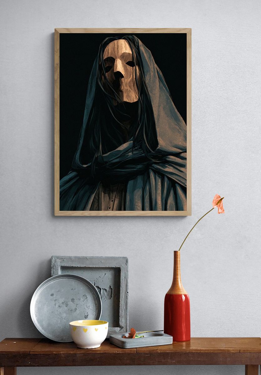 Hooded Mask Portrait Print. — room view 3
