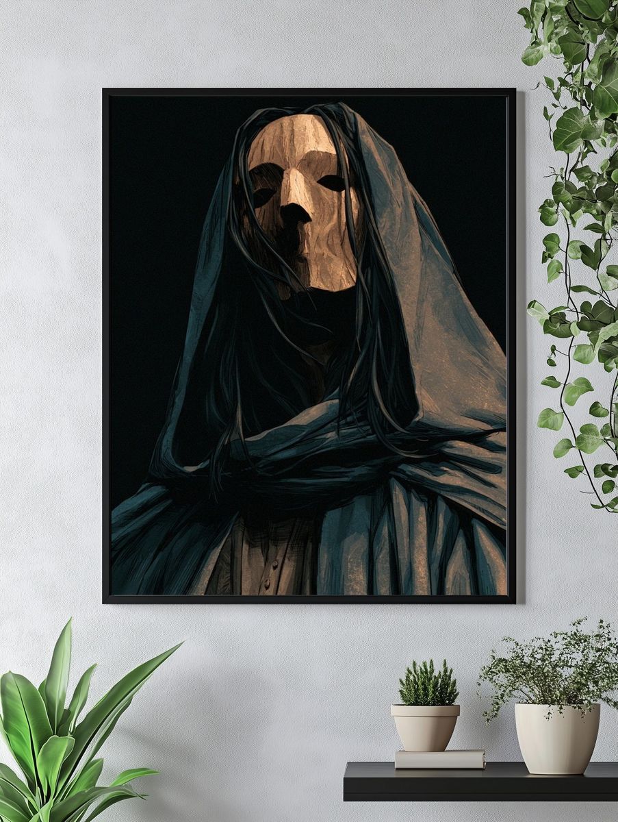 Hooded Mask Portrait Print. — room view 4