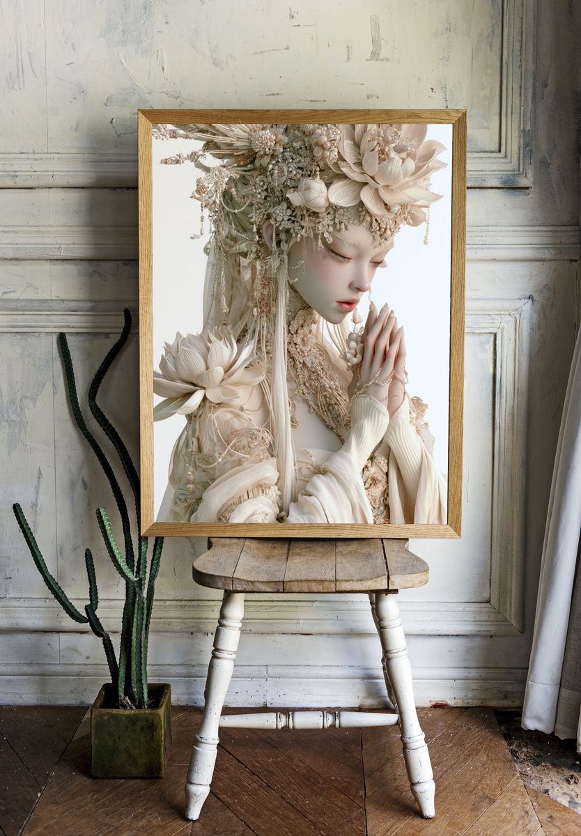 Dreamy Floral Portrait Print. — room view 1