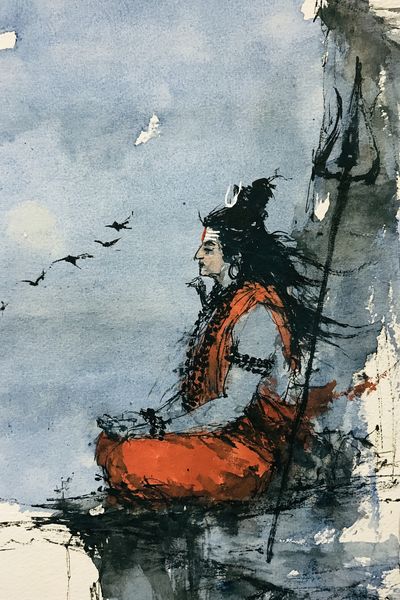 Meditative Figure Watercolor Print.
