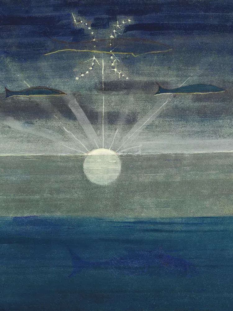 Moonlit Ocean Surrealist Print. poster — fine-art art