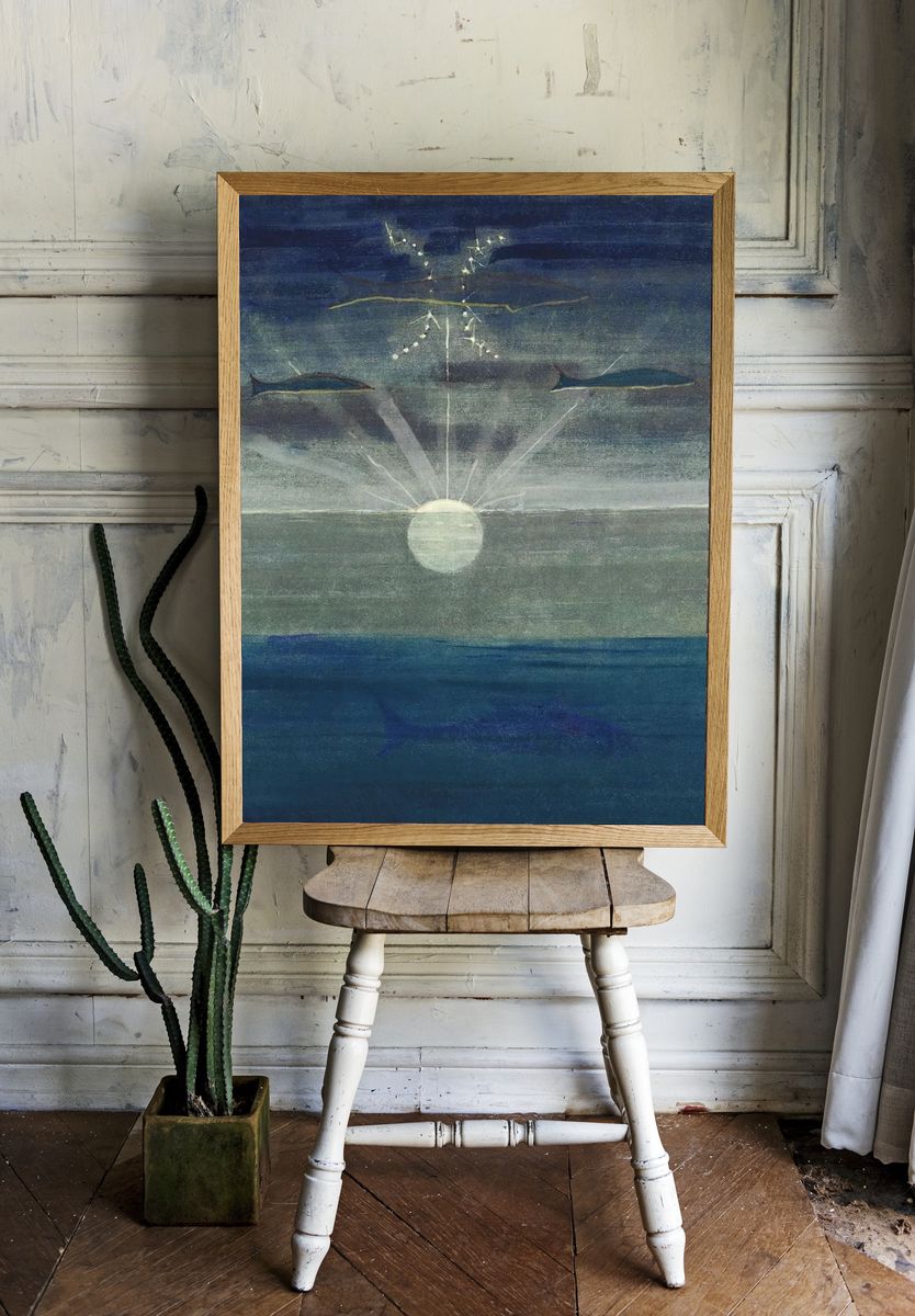 Moonlit Ocean Surrealist Print room preview