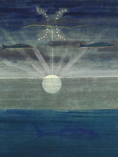 Moonlit Ocean Surrealist Print. poster print