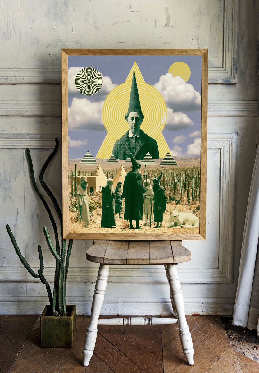Surreal Desert Ritual Print. room preview