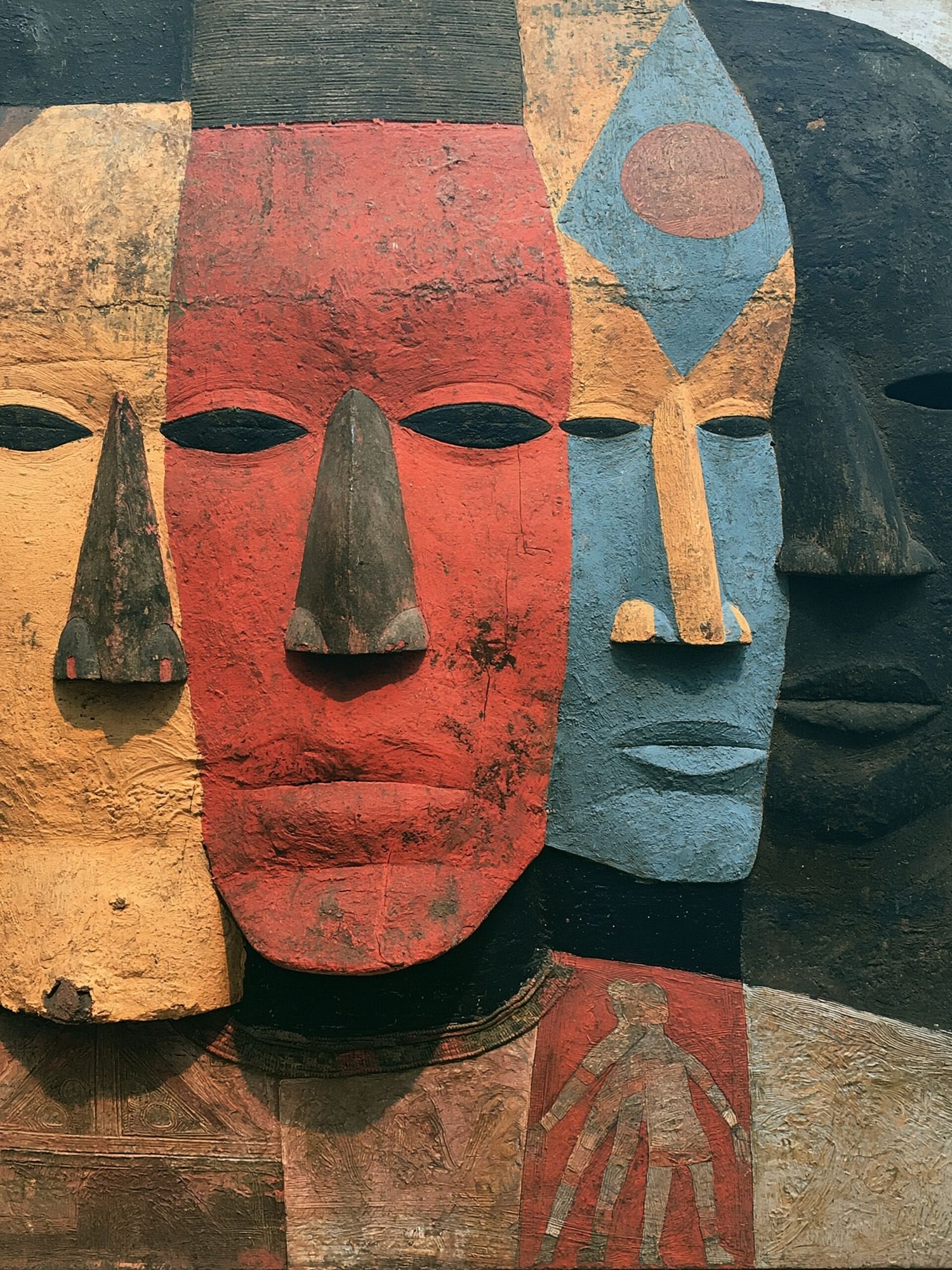 Abstract Tribal Faces Print. poster detail