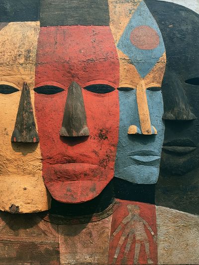 Abstract Tribal Faces Print. poster