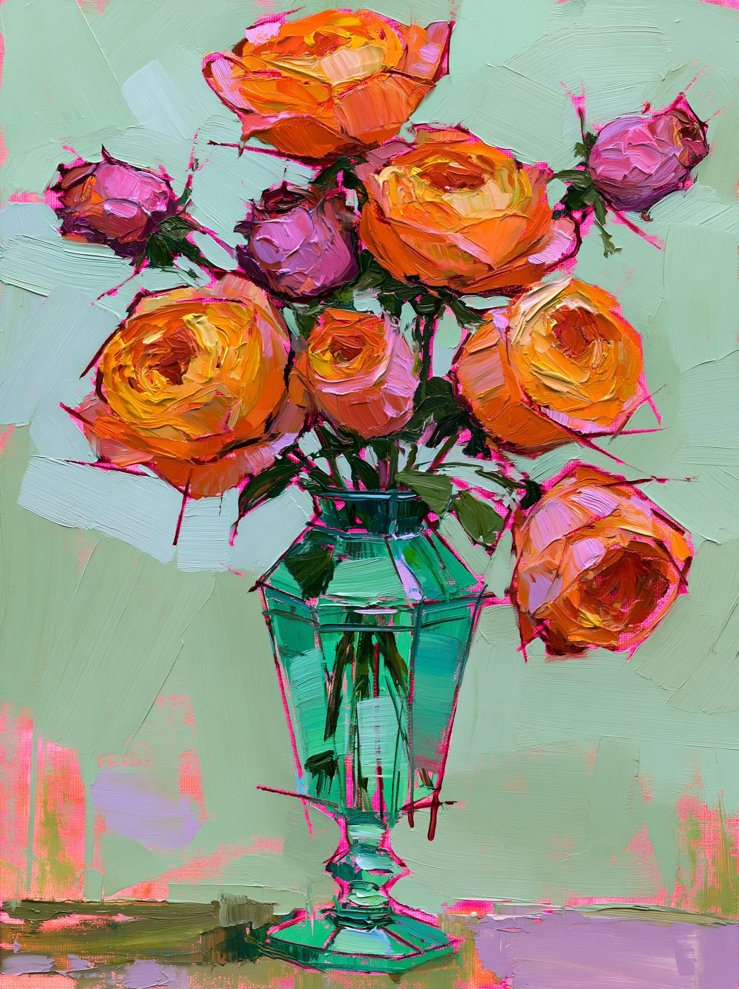 Colorful Roses Still Life Poster. poster detail
