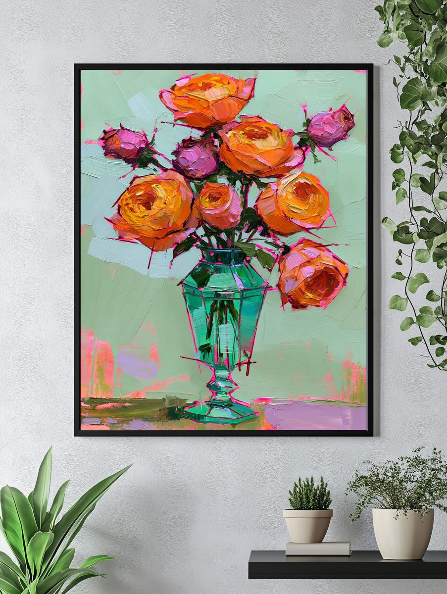 Colorful Roses Still Life Poster. — room view 4