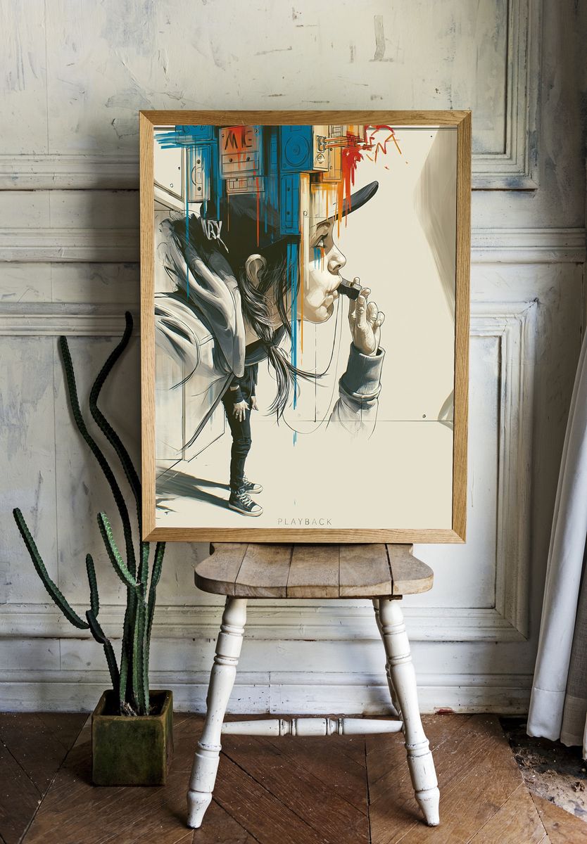 Playback Street-Art Poster. room preview